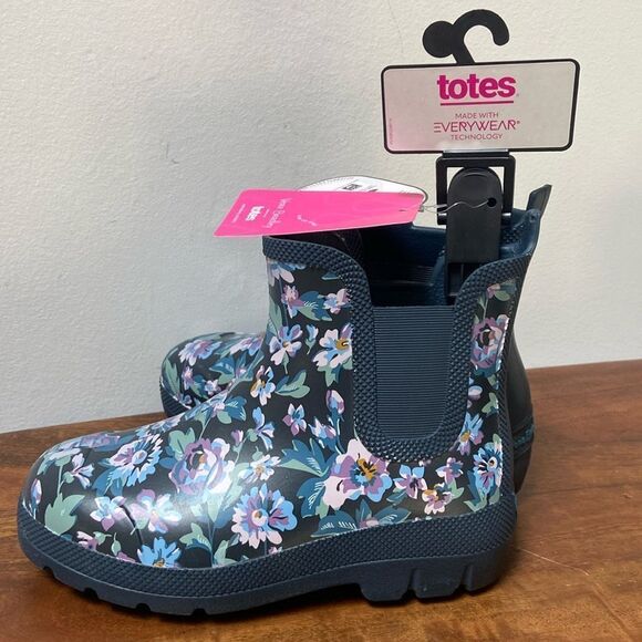 NEW Vera Bradley Totes Navy Evy Floral Flower Rain Boots - Picture 1 of 8